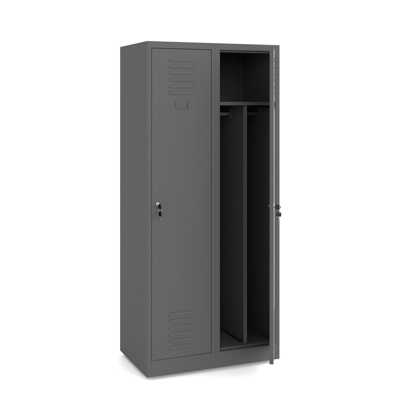 Szafa metalowa BHP socjalna antracytowa 180×80×50cm 2‑szafkowa zamykana ubraniowa wentylowana