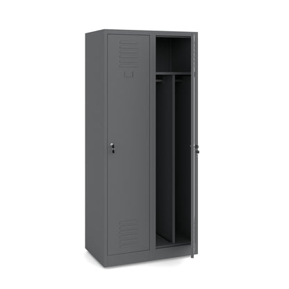 Szafa metalowa BHP socjalna antracytowa 180×80×50cm 2‑szafkowa zamykana ubraniowa wentylowana