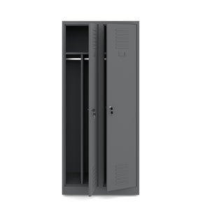 Szafa metalowa BHP socjalna antracytowa 180×80×50cm 2‑szafkowa zamykana ubraniowa wentylowana
