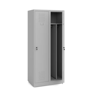 Szafa metalowa BHP socjalna jasno szara 180×80×50cm 2‑szafkowa zamykana ubraniowa wentylowana