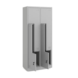 Szafka metalowa BHP odzieżowa jasno szara 185x80×45cm 4-komorowa wentylowana zamykana na klucz