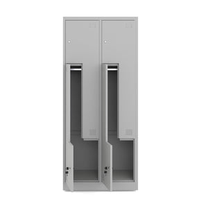 Szafka metalowa BHP odzieżowa jasno szara 185x80×45cm 4-komorowa wentylowana zamykana na klucz
