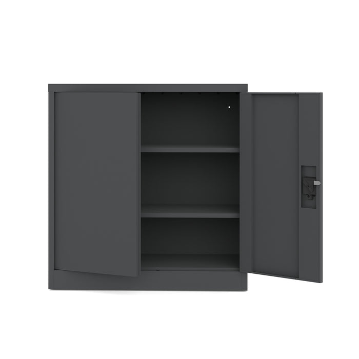Szafka metalowa niska dwudrzwiowa antracytowa 90x90x40cm z półkami na dokumenty i segregatory