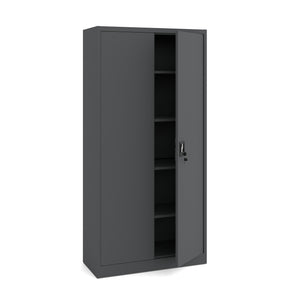 Szafa metalowa dwudrzwiowa antracytowa 185x90×40cm z półkami na dokumenty i segregatory z zamkiem