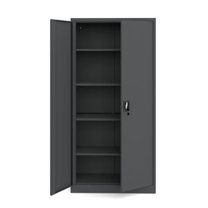 Szafa metalowa dwudrzwiowa antracytowa 185x90×40cm z półkami na dokumenty i segregatory z zamkiem