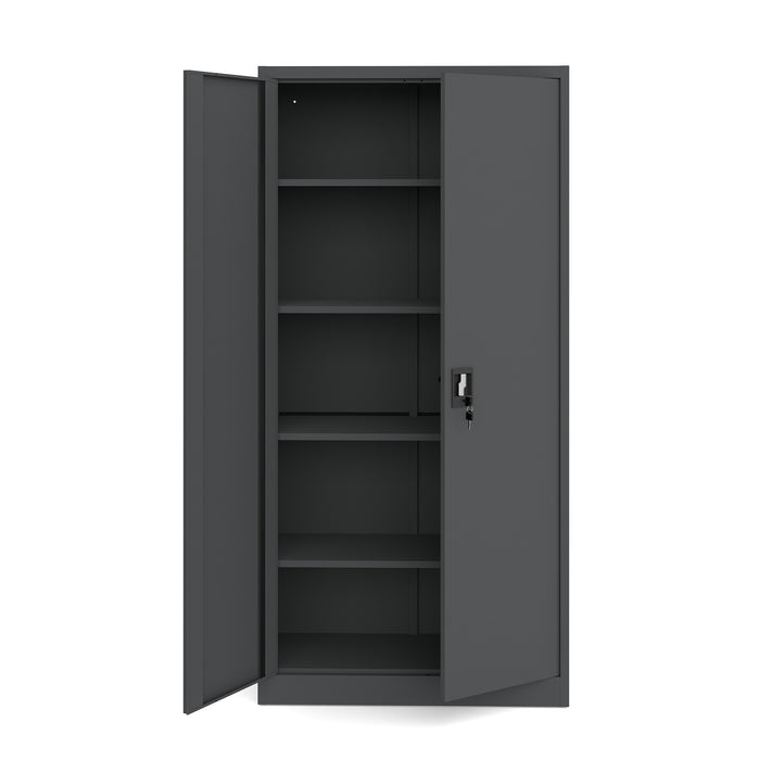 Szafa metalowa dwudrzwiowa antracytowa 185x90×40cm z półkami na dokumenty i segregatory z zamkiem