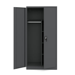 Szafa metalowa socjalna antracytowa 185x90x45cm z półkami na dokumenty i drążkiem na ubrania